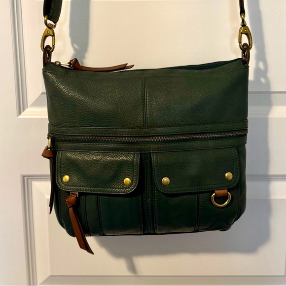 Fossil Handbags - Fossil Dark Green Leather Crossbody Bag
